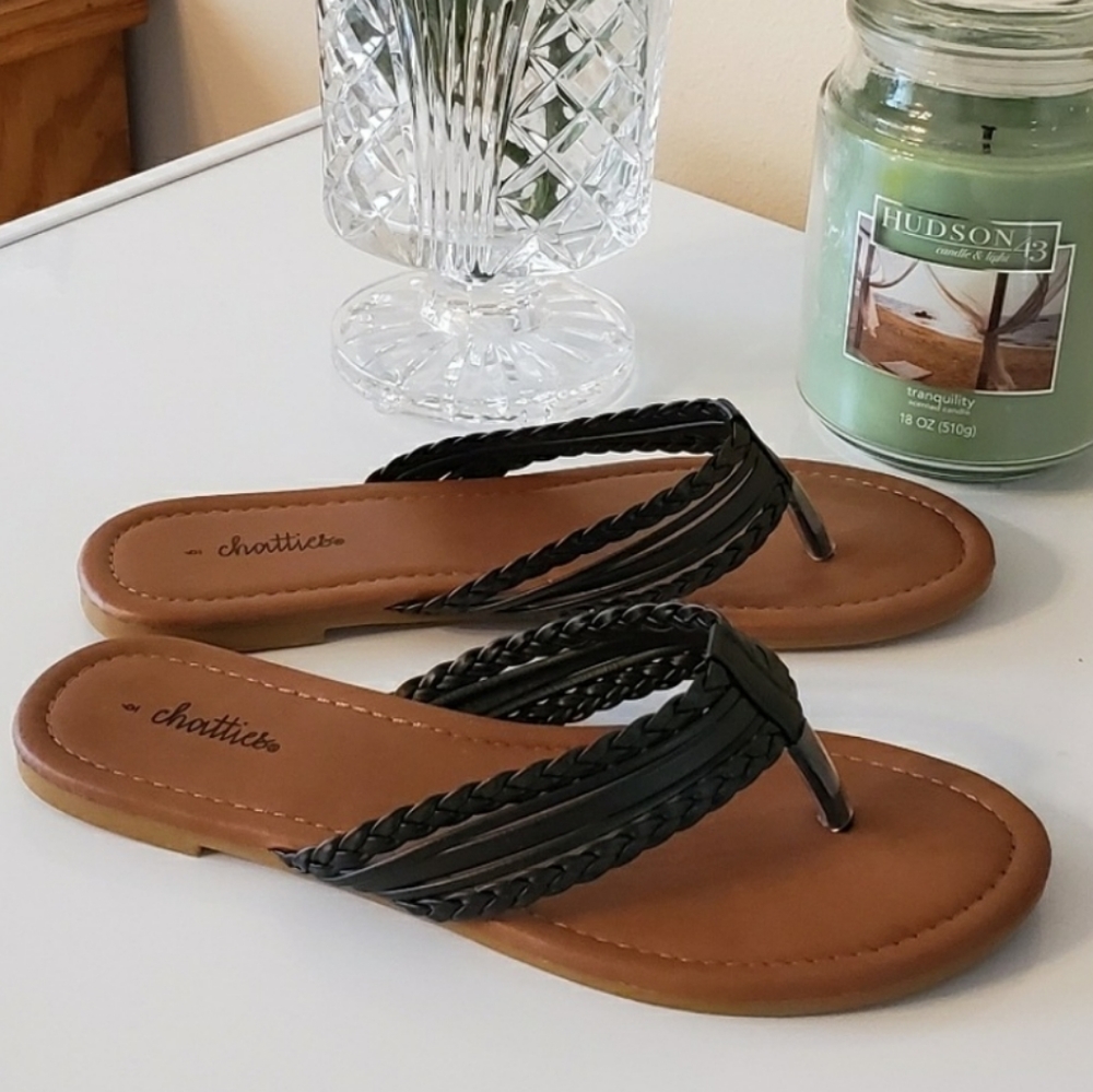 🆕️ Triple Braided Thong Flip Flops(Black Size 6)